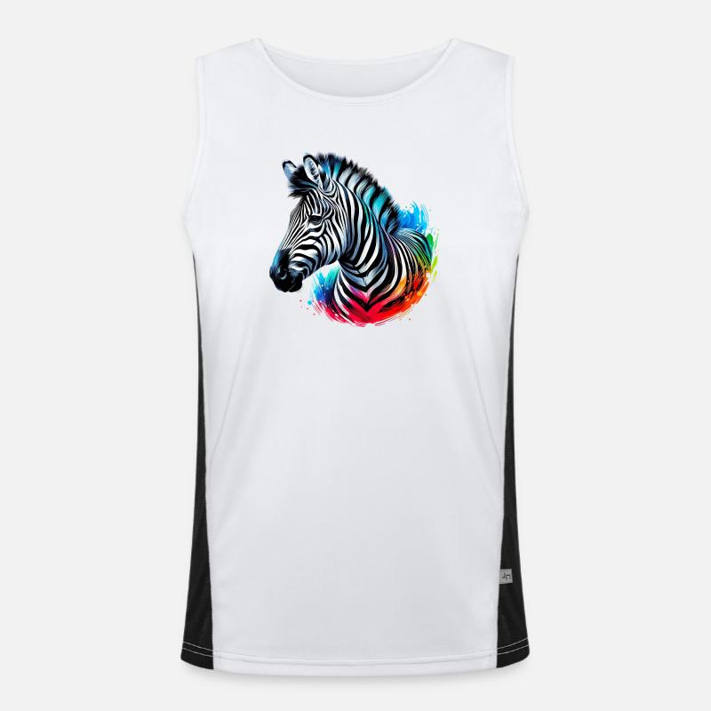 Zebra - Men's Functional Contrast Tank Top - white/black