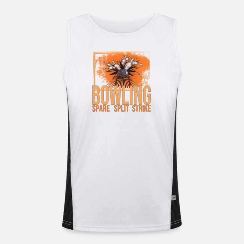 Bowling - Spare - Split - Strike - Funktionelles Kontrast-Tank Top für Männer  - Weiß/Schwarz
