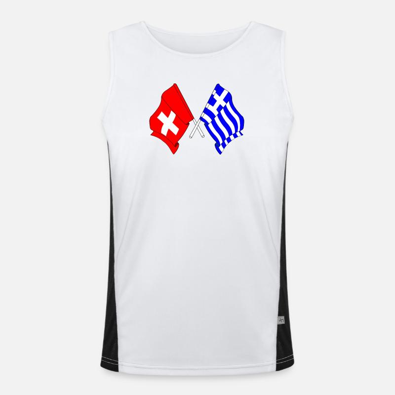 Drapeau de la Suisse et drapeau de la Grèce Débardeur respirant contrasté Homme 