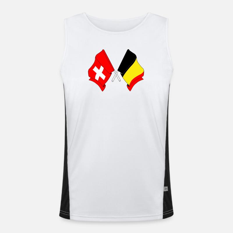 Drapeau de la Suisse et drapeau de la Belgique Débardeur respirant contrasté Homme 