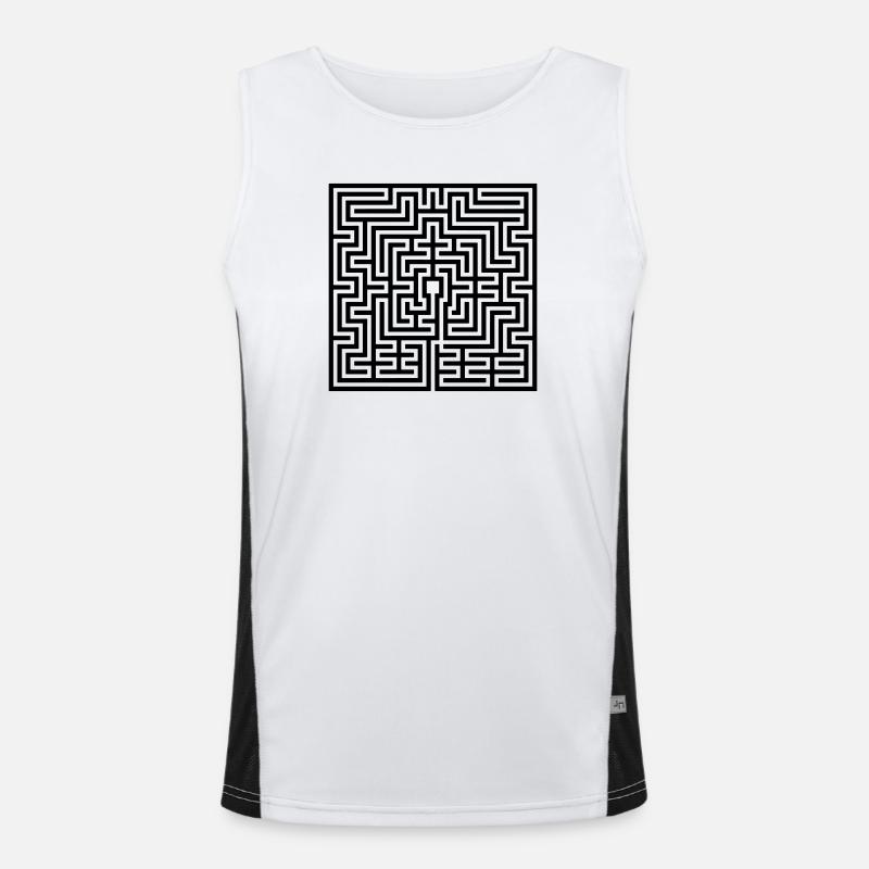 Labyrint - Funktionel kontrast tanktop til herrer  - hvid/sort