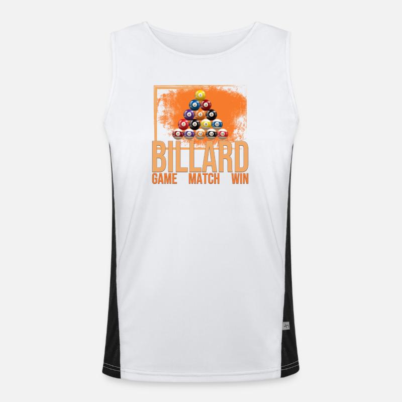 Game - Match - Win - Billard Funktionelles Kontrast-Tank Top für Männer 