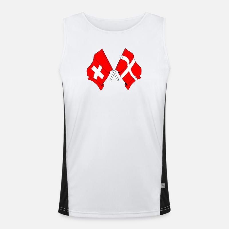 Drapeau de la Suisse et drapeau du Danemark Débardeur respirant contrasté Homme 