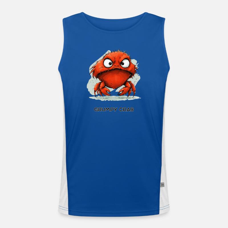 Grumpy Crab - Mürrische Cartoon Krabbe Design Funktionelles Kontrast-Tank Top für Männer 