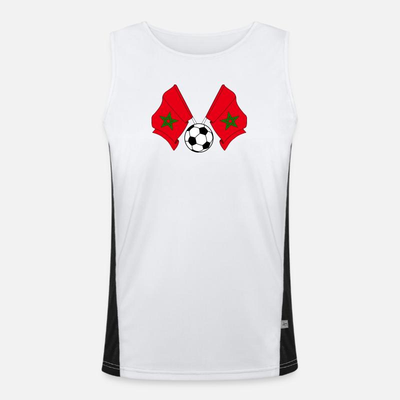 Two Moroccan flags with a football Morocco Men's Functional Contrast Tank Top 