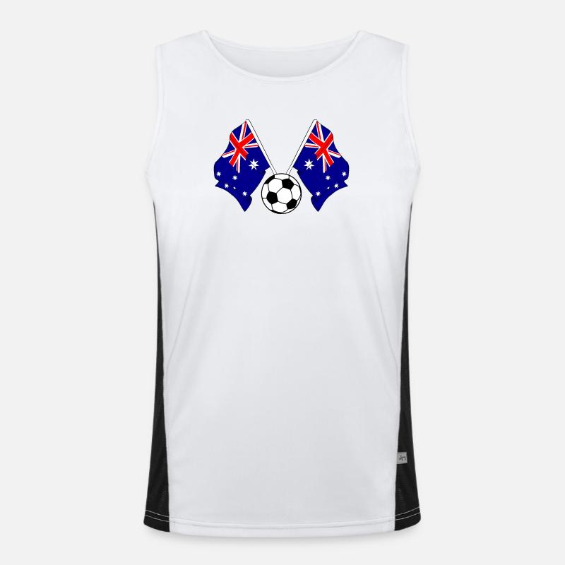 Two Australian flags with a soccer ball Men's Functional Contrast Tank Top 