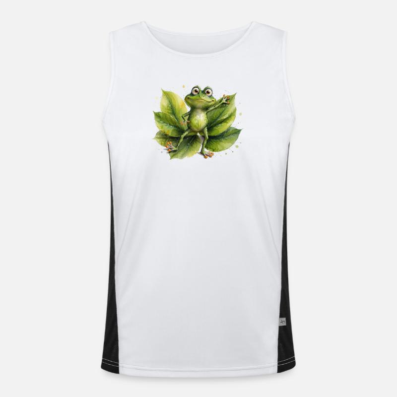 Dancing frog on lily pad Men's Functional Contrast Tank Top 
