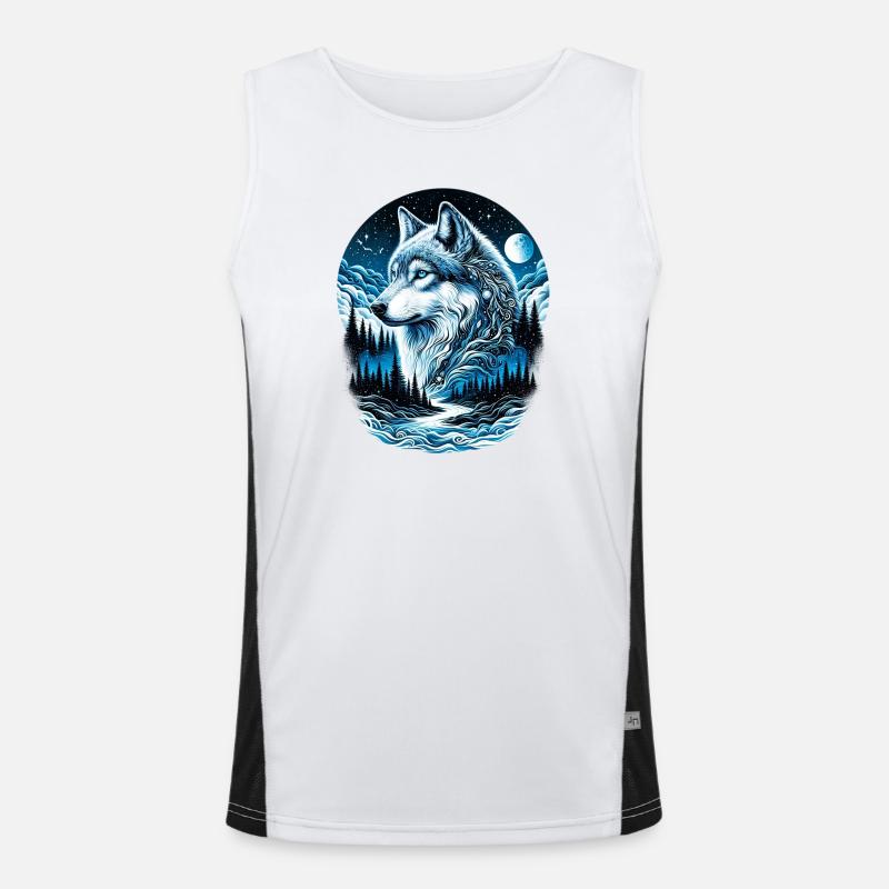 Wolf - Men's Functional Contrast Tank Top  - white/black
