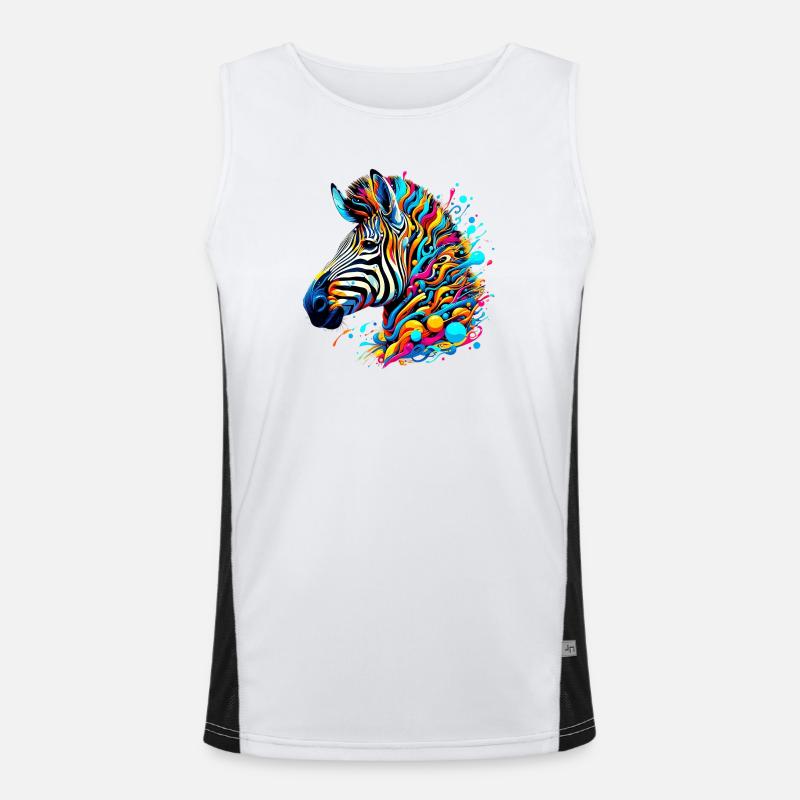 Zebra - Men's Functional Contrast Tank Top - white/black