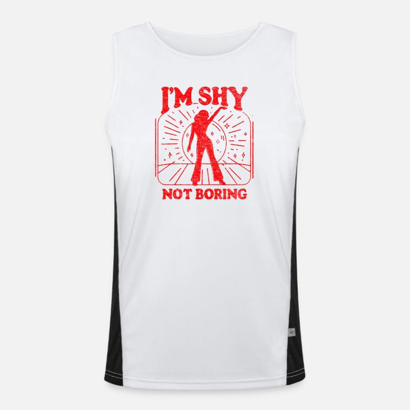 Ich bin schüchtern, nicht langweilig Rot Funktionelles Kontrast-Tank Top für Männer 