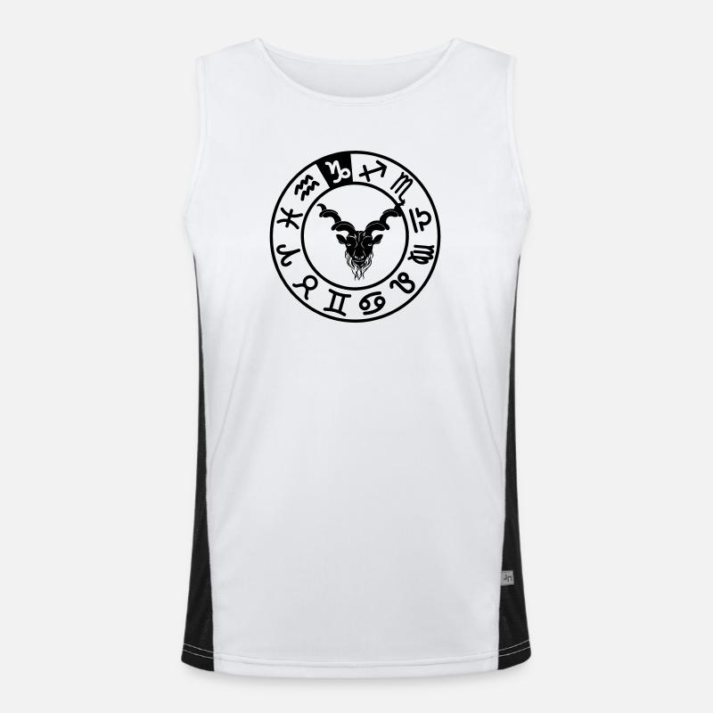 Steinbock Sternzeichen im Kreis der zwölf Zeichen Funktionelles Kontrast-Tank Top für Männer 