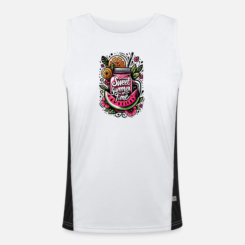 Summery fruit drinking bag Men's Functional Contrast Tank Top 