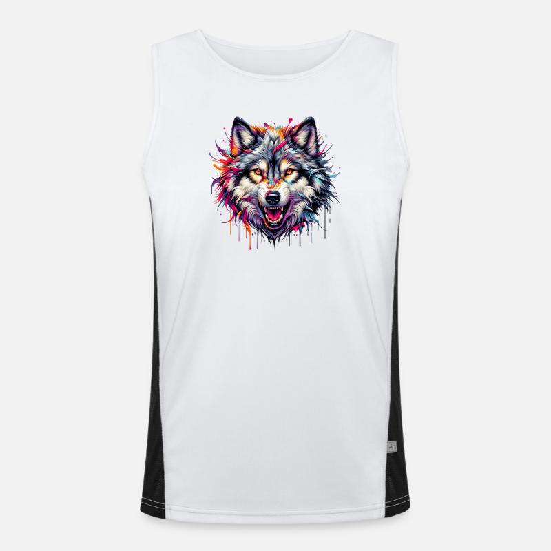Wolf Funktionelles Kontrast-Tank Top für Männer 