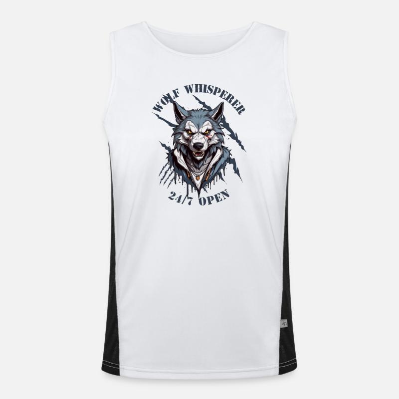 Wolf Flüsterer 24/7 Geöffnet Funktionelles Kontrast-Tank Top für Männer 
