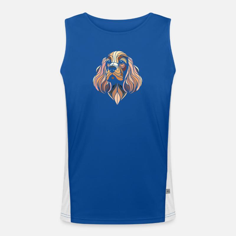 Cocker Spaniel dog head geometric art polygon art Men's Functional Contrast Tank Top 