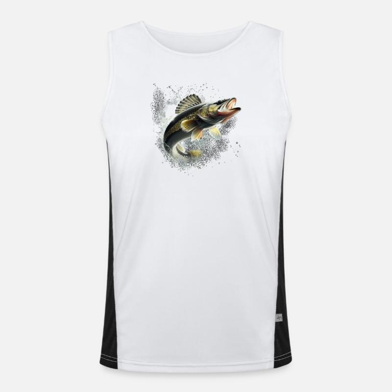 Fisk - Funktionel kontrast tanktop til herrer - hvid/sort