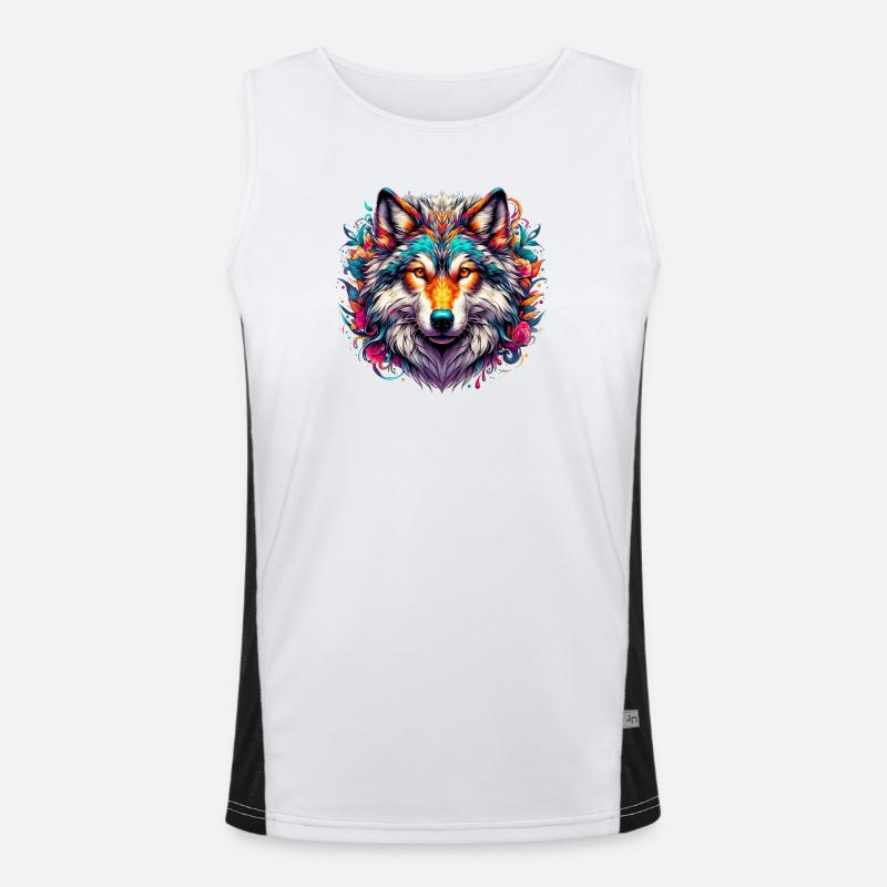 Wolf - Men's Functional Contrast Tank Top  - white/black