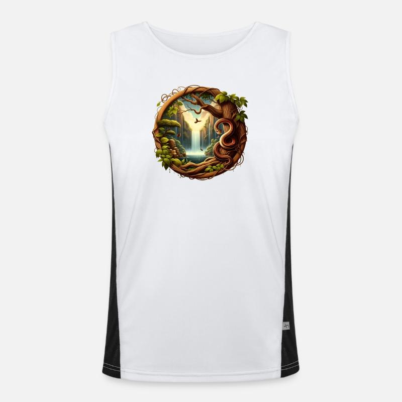 Schlange vor Wasserfall 1 Funktionelles Kontrast-Tank Top für Männer