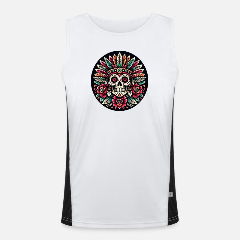 Mayan Skull 2 Men's Functional Contrast Tank Top 