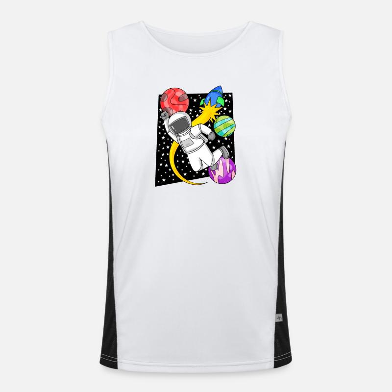 Astronaut Motif Outer Space - Men's Functional Contrast Tank Top  - white/black