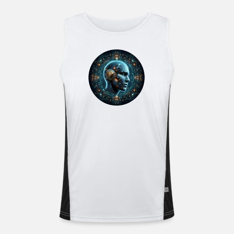 Artificial Intelligence Cyber Head Tech Men's Functional Contrast Tank Top 