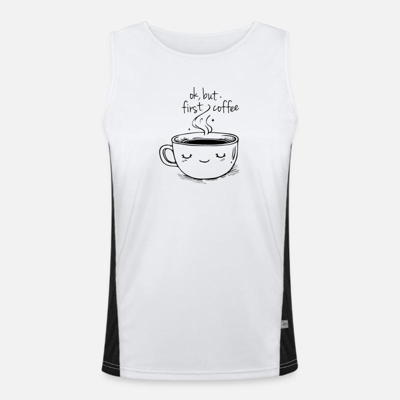 Ok, aber zuerst Kaffee Funktionelles Kontrast-Tank Top für Männer