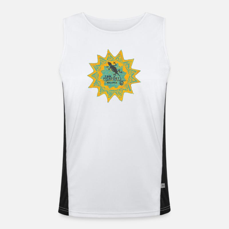 Can Picafort Mallorca Sonne Funktionelles Kontrast-Tank Top für Männer 