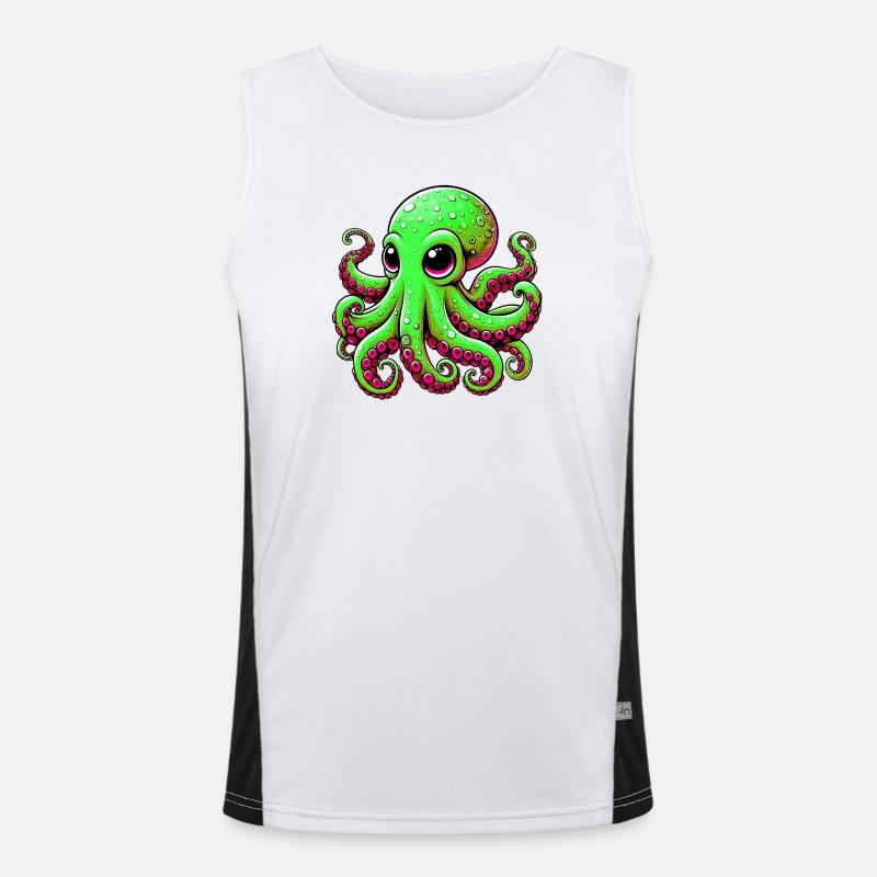 Octopus - Men's Functional Contrast Tank Top  - white/black