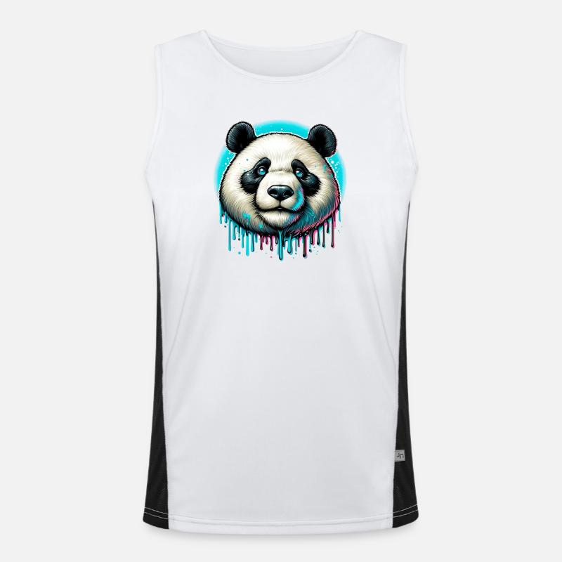 Panda - Men's Functional Contrast Tank Top  - white/black