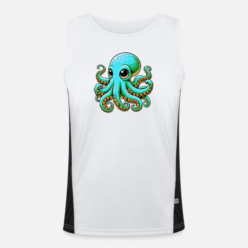 Octopus - Men's Functional Contrast Tank Top  - white/black