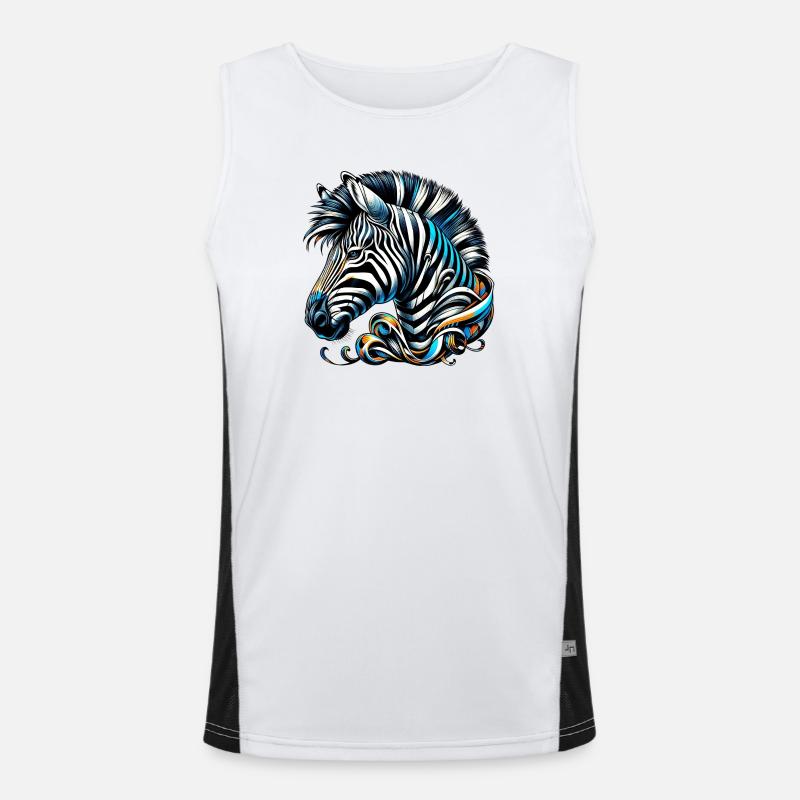 Zebra - Men's Functional Contrast Tank Top  - white/black