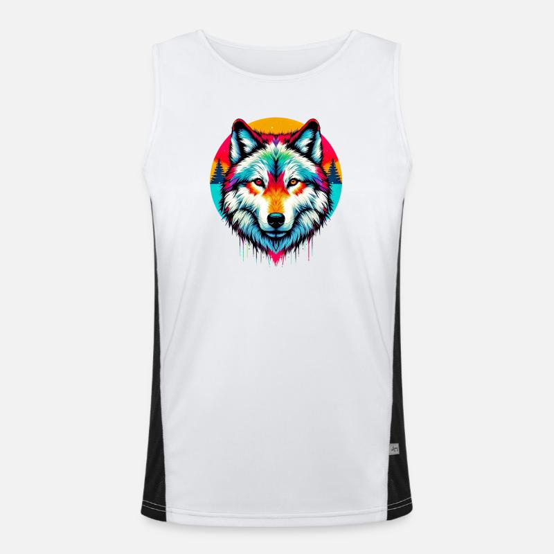 Wolf - Men's Functional Contrast Tank Top - white/black