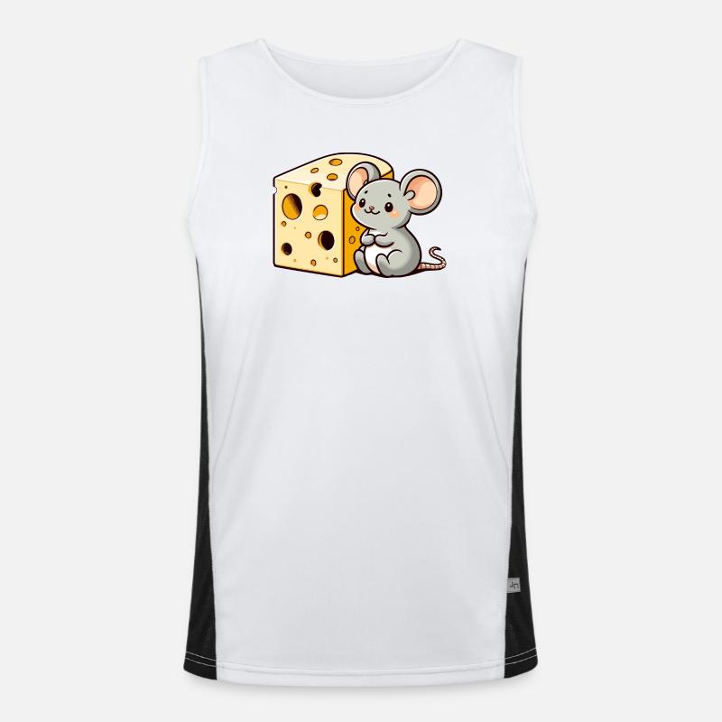 Cheese Lover Mouse: The Tiny Gourmet Men's Functional Contrast Tank Top 