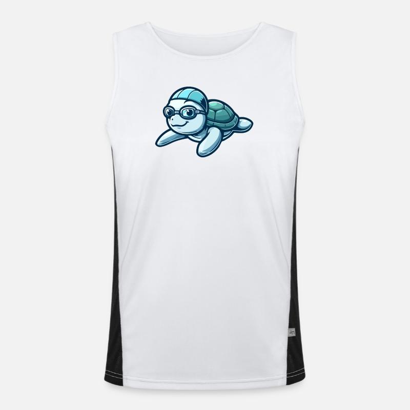 Learned Loggerhead: The Oceanic Scholar - Men's Functional Contrast Tank Top  - white/black