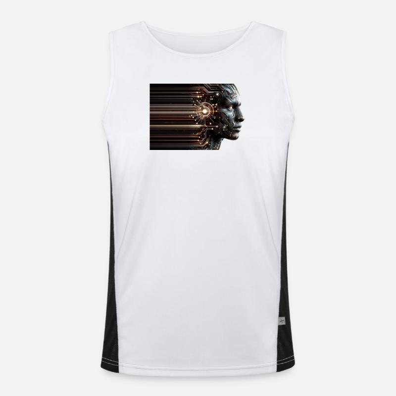 Digital Ghost Cyborg Design Men's Functional Contrast Tank Top 