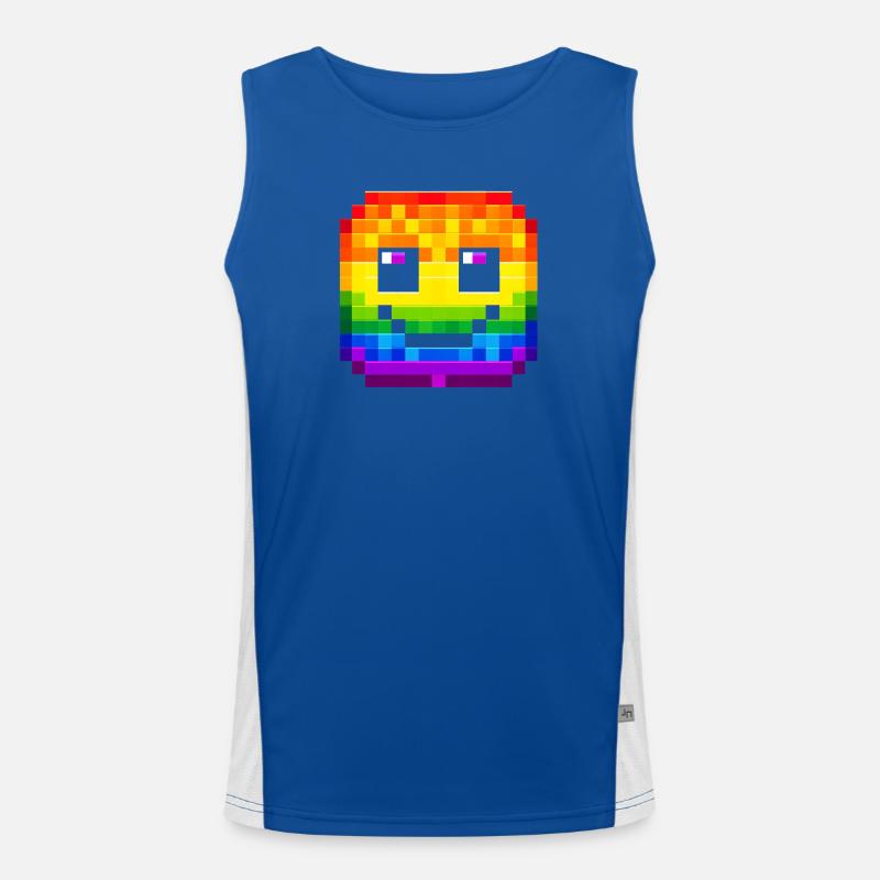 Visage pixelisé Rainbow Smile Débardeur respirant contrasté Homme 