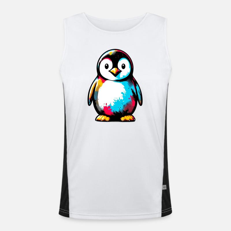 Penguin - Men's Functional Contrast Tank Top - white/black