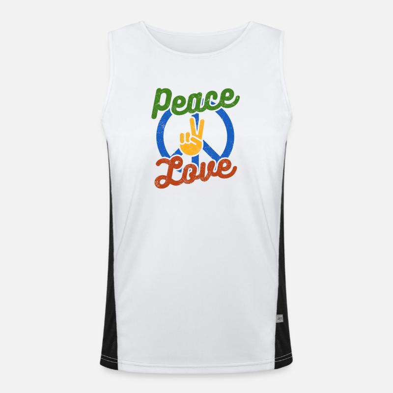 Frieden, Liebe Funktionelles Kontrast-Tank Top für Männer 
