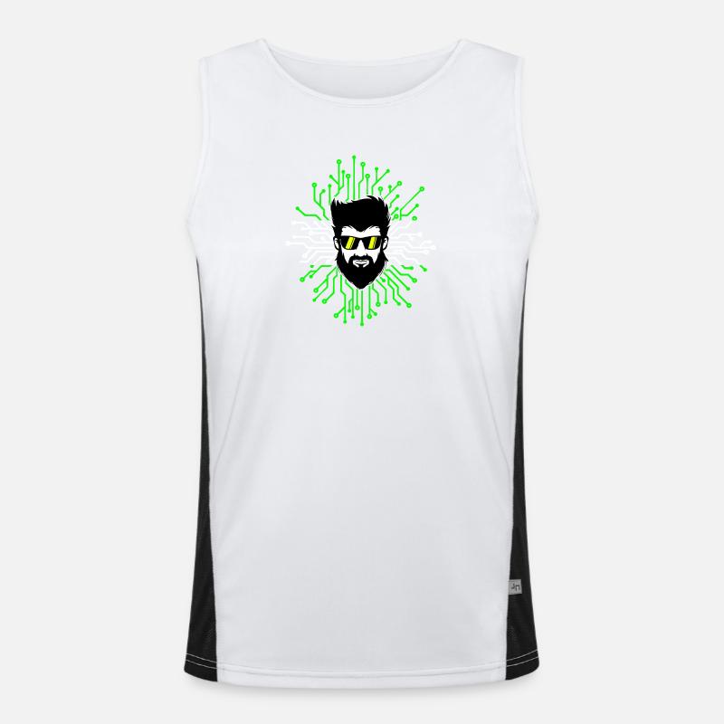 Computerfreak Developer Open Source Code Skripting - Funktionelles Kontrast-Tank Top für Männer  - Weiß/Schwarz