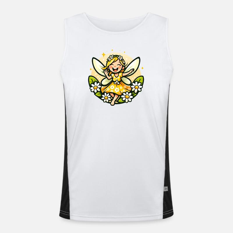 Süße Fee Gänseblümchen Blumenmädchen Lächeln Funktionelles Kontrast-Tank Top für Männer 