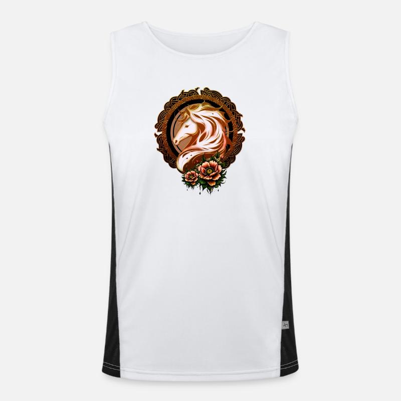 The elegant horse's head adorned with flowers. Men's Functional Contrast Tank Top 