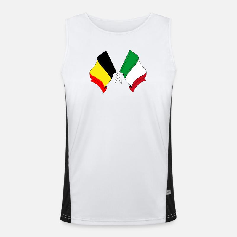 Drapeau Belgique, drapeau Italie Débardeur respirant contrasté Homme 