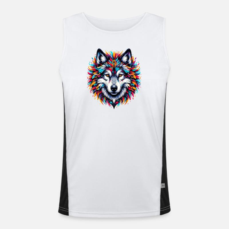 Wolf - Men's Functional Contrast Tank Top - white/black