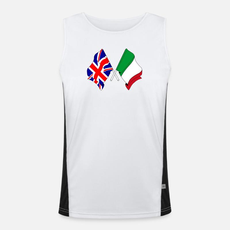 Drapeau Angleterre, drapeau Italie Débardeur respirant contrasté Homme 
