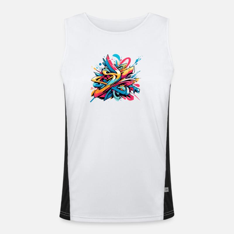 Cool Colorful Dynamic Graffiti Illustration Men's Functional Contrast Tank Top 