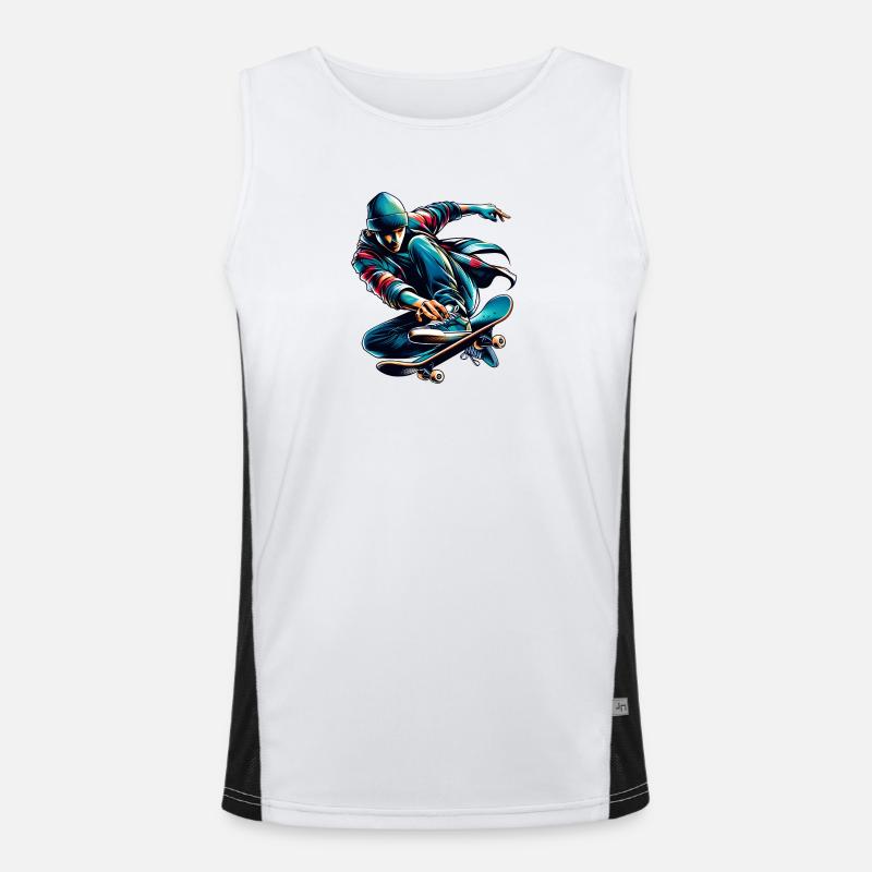 Lebendiges buntes Motiv eines Skaters Funktionelles Kontrast-Tank Top für Männer 