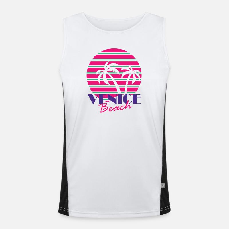Venice Beach with palm trees Men's Functional Contrast Tank Top 