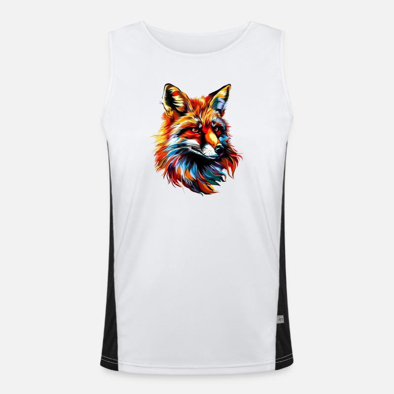 Fox Pop Art Farverige Fox Lover Red Fox Fox Foxes - Funktionel kontrast tanktop til herrer - hvid/sort