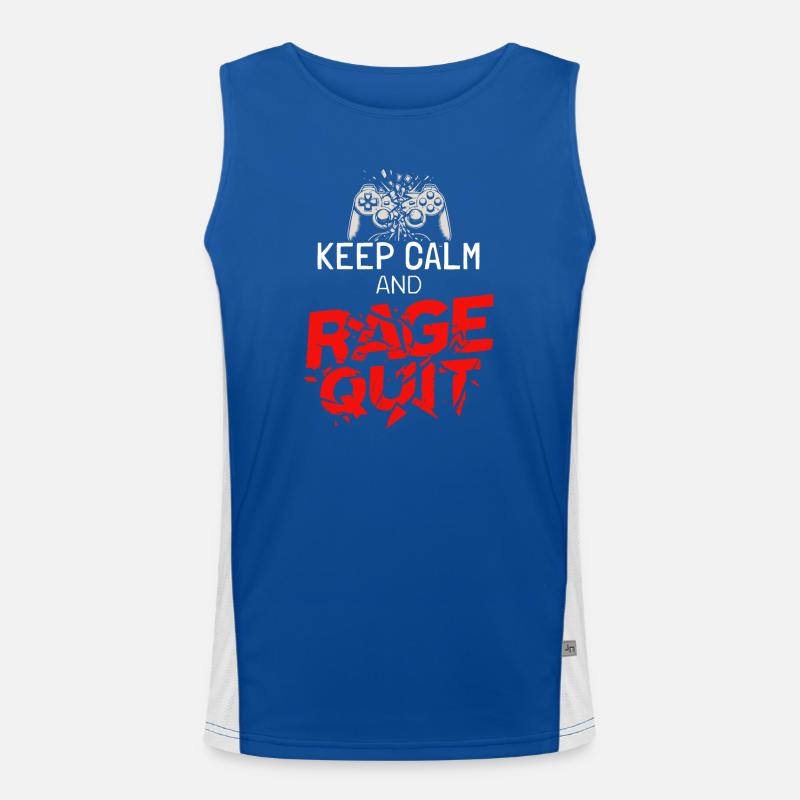 Keep Calm and Rage Quit - Gaming Saying Men's Functional Contrast Tank Top 
