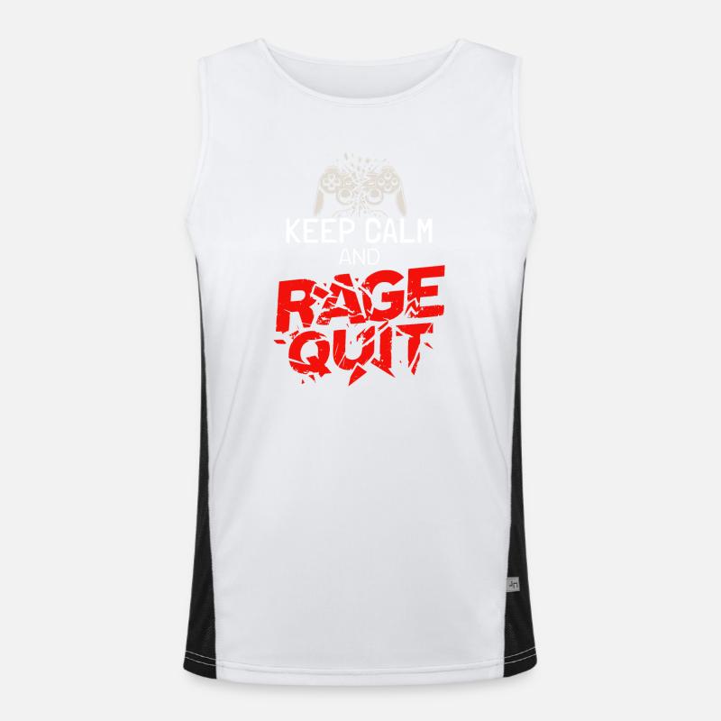 Keep Calm and Rage Quit - Gaming Spruch Funktionelles Kontrast-Tank Top für Männer 